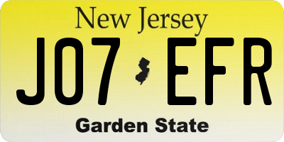 NJ license plate J07EFR