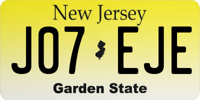 NJ license plate J07EJE