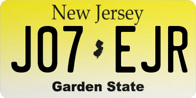 NJ license plate J07EJR