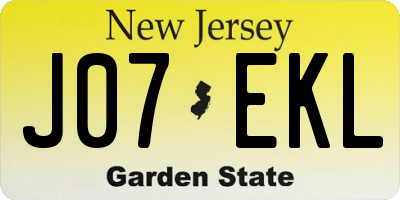 NJ license plate J07EKL