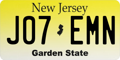 NJ license plate J07EMN