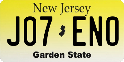NJ license plate J07ENO