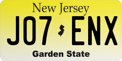 NJ license plate J07ENX