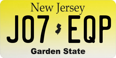 NJ license plate J07EQP