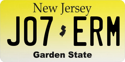 NJ license plate J07ERM