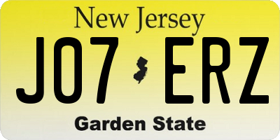 NJ license plate J07ERZ