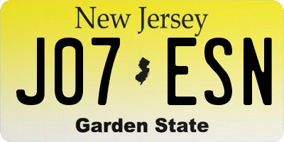 NJ license plate J07ESN