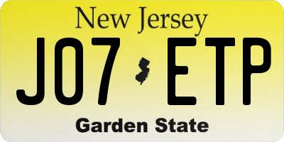 NJ license plate J07ETP