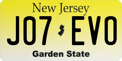 NJ license plate J07EVO