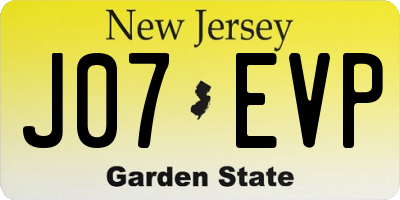 NJ license plate J07EVP