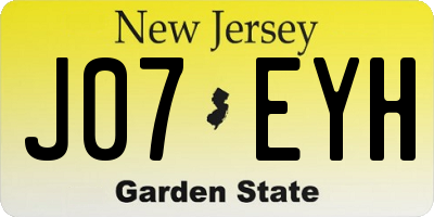 NJ license plate J07EYH