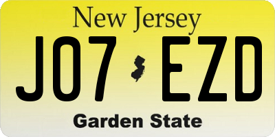 NJ license plate J07EZD