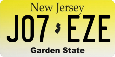 NJ license plate J07EZE