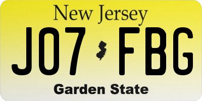 NJ license plate J07FBG