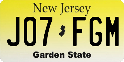 NJ license plate J07FGM