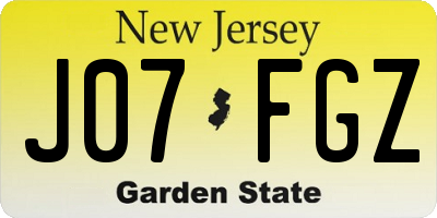 NJ license plate J07FGZ