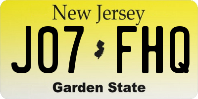 NJ license plate J07FHQ