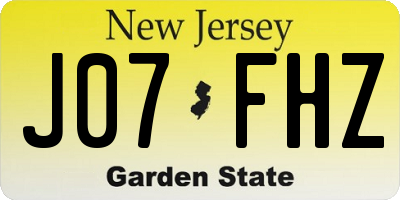 NJ license plate J07FHZ