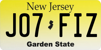 NJ license plate J07FIZ