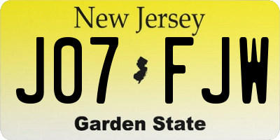 NJ license plate J07FJW