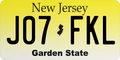 NJ license plate J07FKL
