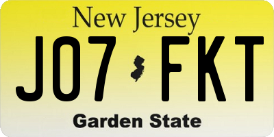 NJ license plate J07FKT