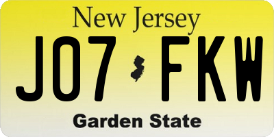 NJ license plate J07FKW