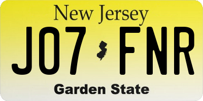NJ license plate J07FNR