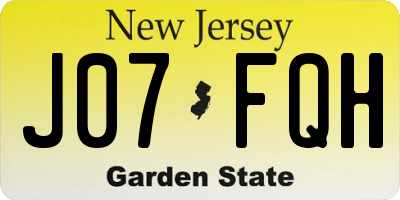 NJ license plate J07FQH