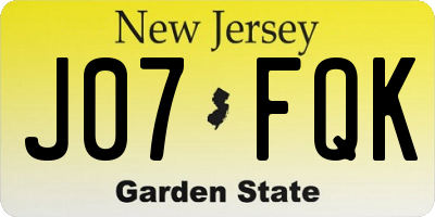 NJ license plate J07FQK