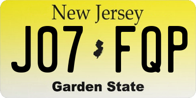 NJ license plate J07FQP