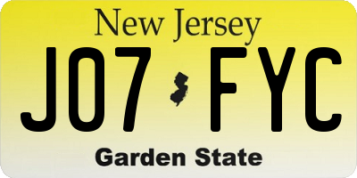 NJ license plate J07FYC