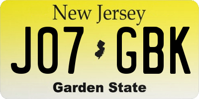 NJ license plate J07GBK