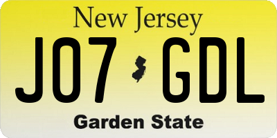 NJ license plate J07GDL
