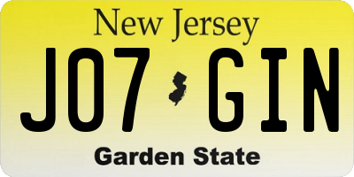 NJ license plate J07GIN