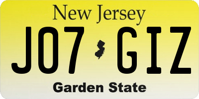 NJ license plate J07GIZ