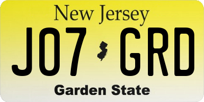NJ license plate J07GRD