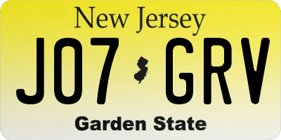 NJ license plate J07GRV