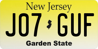 NJ license plate J07GUF