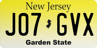 NJ license plate J07GVX