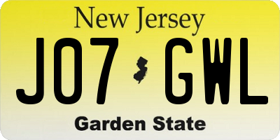 NJ license plate J07GWL
