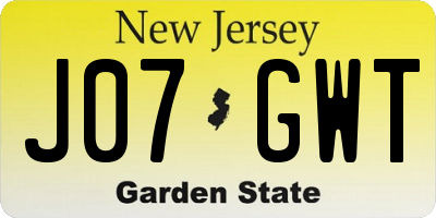 NJ license plate J07GWT