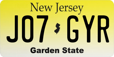 NJ license plate J07GYR