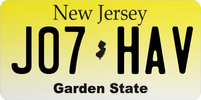 NJ license plate J07HAV