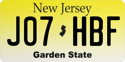 NJ license plate J07HBF