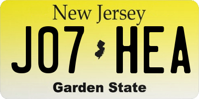 NJ license plate J07HEA