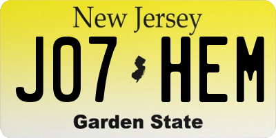NJ license plate J07HEM