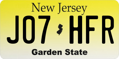 NJ license plate J07HFR