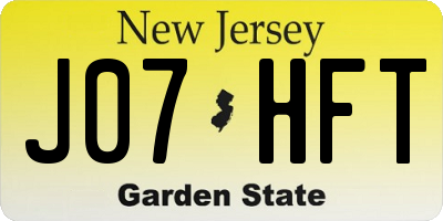 NJ license plate J07HFT