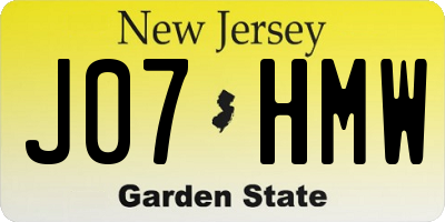 NJ license plate J07HMW